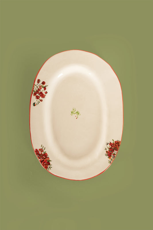Large Oval Plate "Kutaisi Roses"