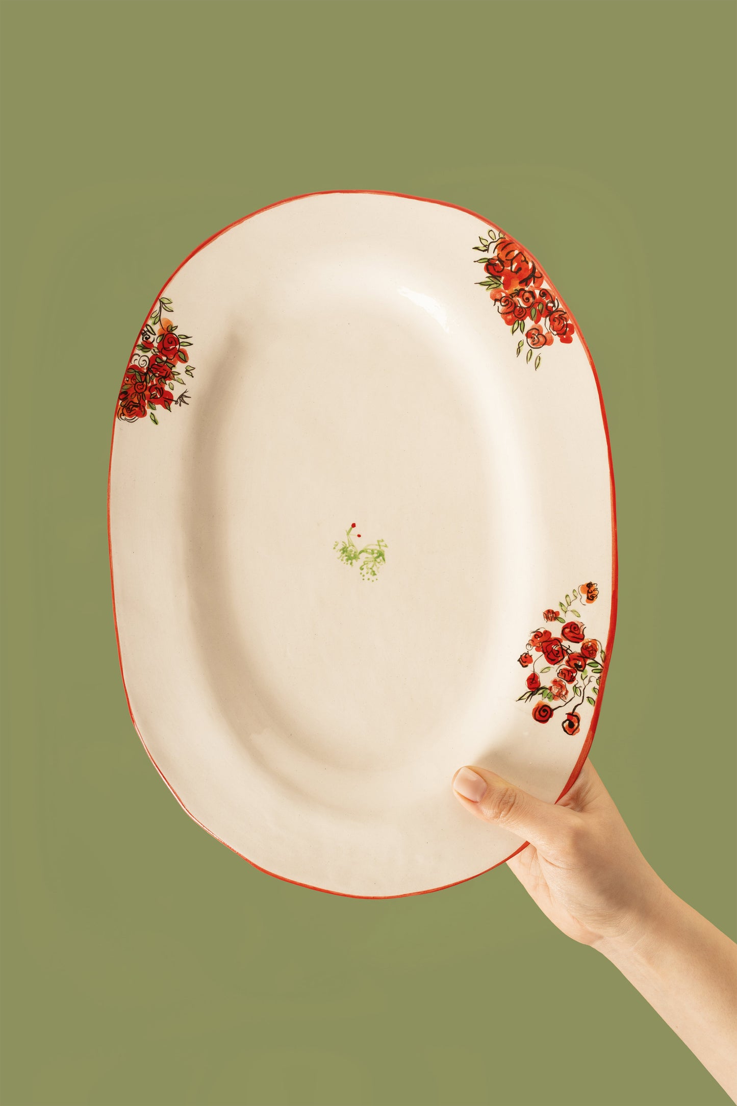 Large Oval Plate "Kutaisi Roses"