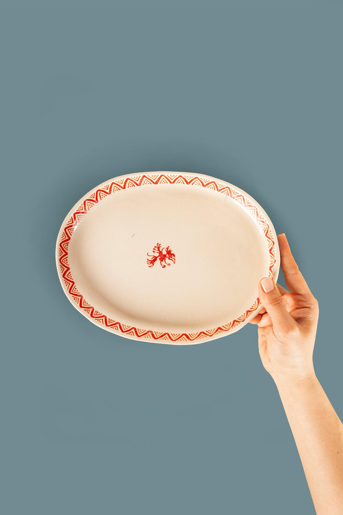 Large Red Oval Plate