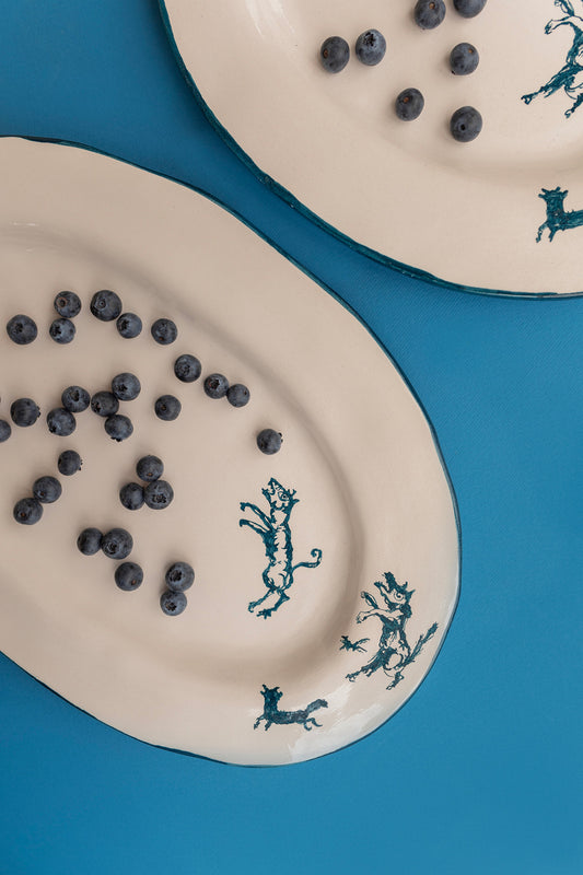 Large Oval Plate "Dogs of Our Neighborhood"